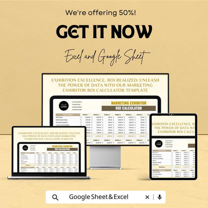 Marketing Exhibitor ROI Calculator Sheet | Excel & Google Sheets Template for Event ROI Analysis