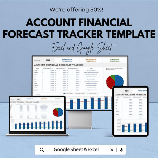 Account Financial Forecast Tracker Template | Financial Projection Tool | Budget Forecast Spreadsheet | Business Finance Template