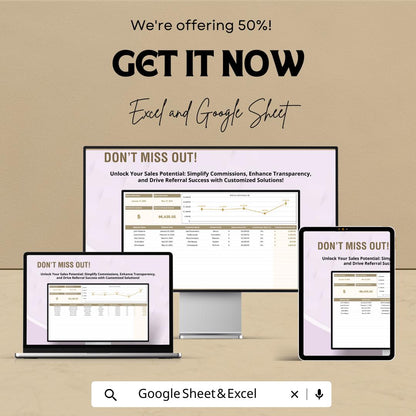 Sales Referral Commission Calculator Sheet | Excel and Google Sheets Template | Track Referrals & Commissions | Automated Commission Tracker