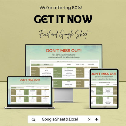 HR Recruitment Tracking Spreadsheet Template, Applicant Tracking Sheet, Hiring Tracker, Candidate Management Tool, Excel Google Sheets