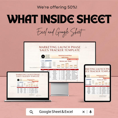Marketing Launch Phase Sales Tracker Template | Product Launch Sales Dashboard | Excel & Google Sheets Marketing Tracker