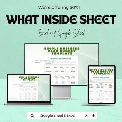 Business Plan Budget Sheet | Google Sheet | Budget Planner Template for Businesses | Track Income & Expenses | Business Planning Tool