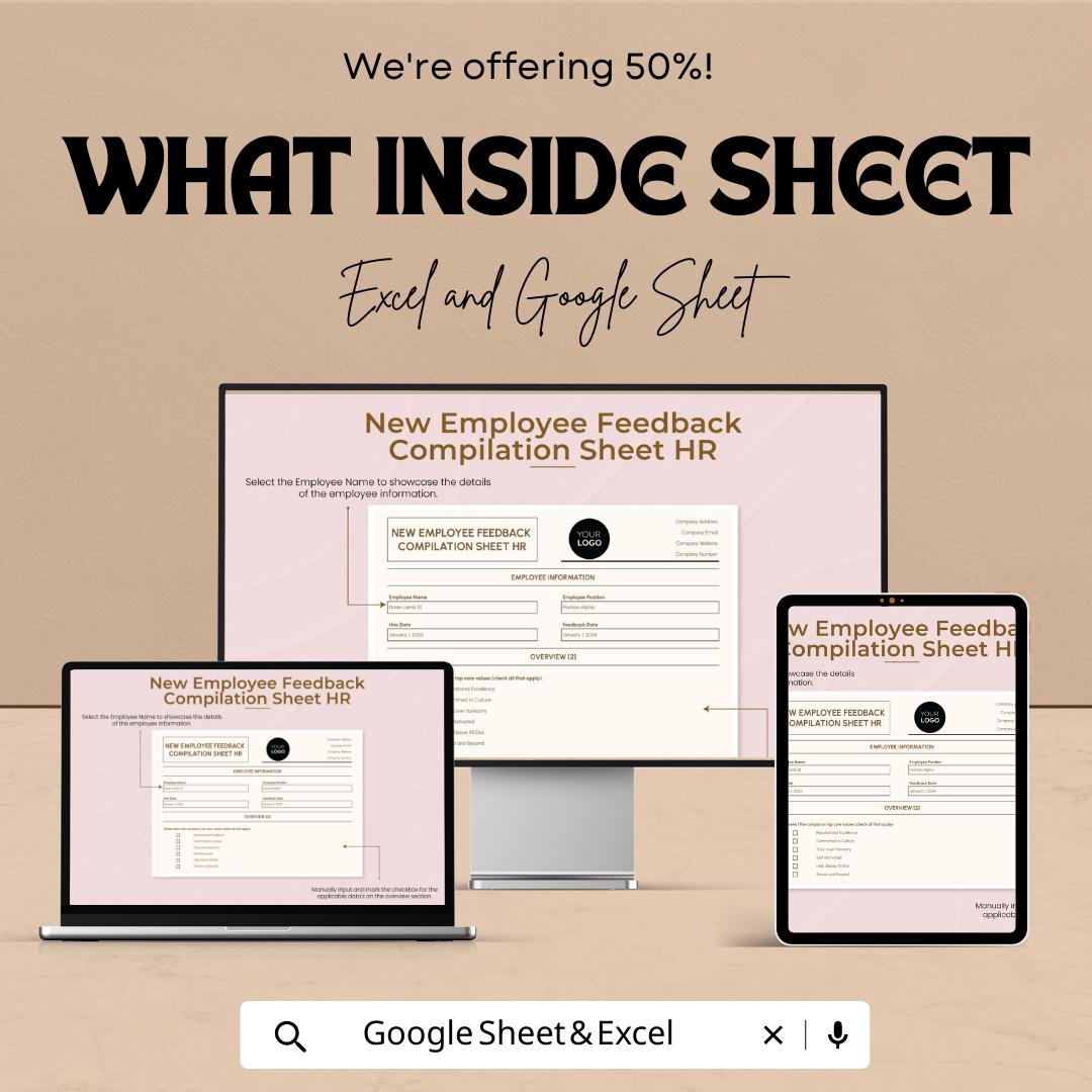 New Employee Feedback Compilation Sheet HR Template | Employee Evaluation Form | HR Performance Review | Excel & Google Sheets