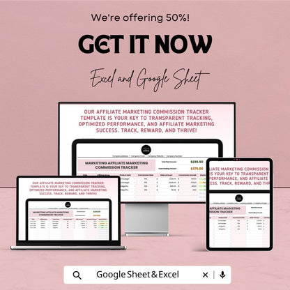 Marketing Affiliate Marketing Commission Tracker Template | Affiliate Payout Tracker | Commission Log | Marketing Performance Template