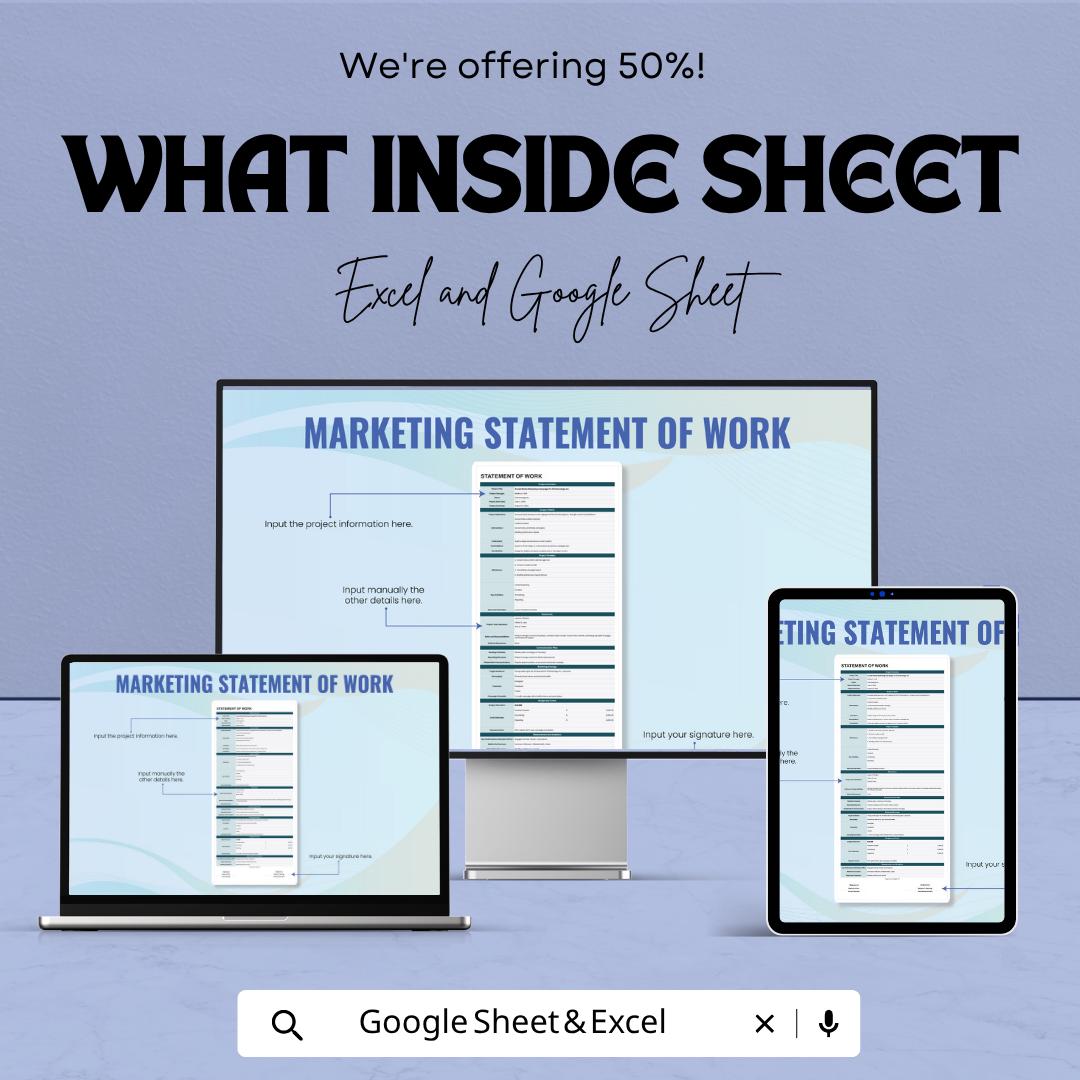Marketing Statement of Work Template | Marketing SOW Template | Scope of Work Template | Project Planning Template