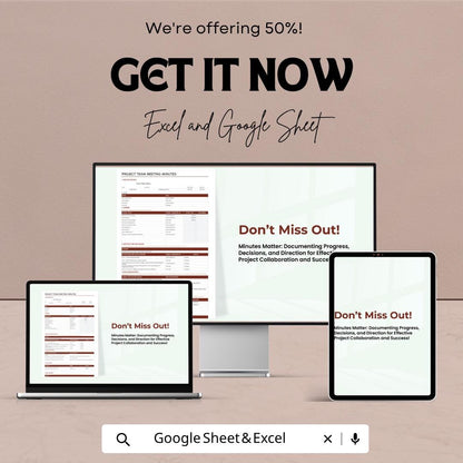 Project Team Meeting Minutes Template | Meeting Notes Spreadsheet | Team Meeting Tracker | Project Management Template |