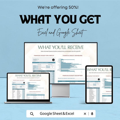 Financial Budget for startup Business Sheet | Excel and Google Sheets Template | Startup Financial Planning & Budgeting Tool