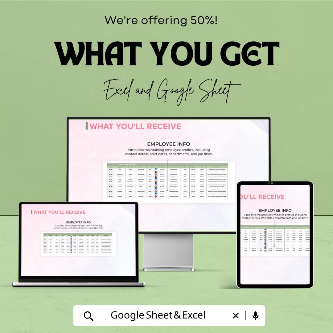 Startup Employee Directory Template | Employee Database Spreadsheet | Staff Directory Tracker | HR Management Template |