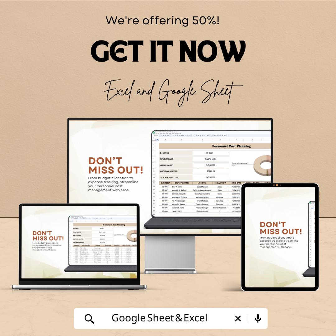 Personnel Cost Planning Template | Employee Budget Planner | HR Salary Tracker | Excel & Google Sheets | Workforce Expense Management |