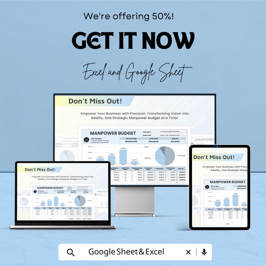 Manpower Budget Sheet – Excel and Google Sheets Template for Workforce Planning & Resource Allocation