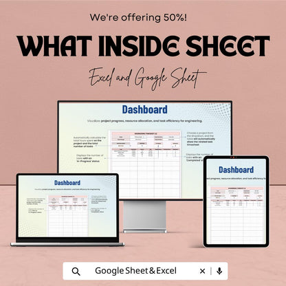 Engineering Timesheet Template | Project Time Tracking Spreadsheet | Task Management Log | Payroll Tracker