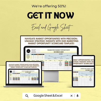 Marketing Market Opportunity Scorecard Sheet | Google Sheets & Excel | Business Market Analysis Tool | B2B Opportunity Tracker