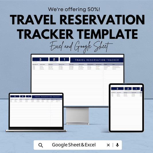 Travel Reservation Tracker Template | Excel and Google Sheets Travel Planner | Trip Booking Log Spreadsheet | Travel Management Dashboard