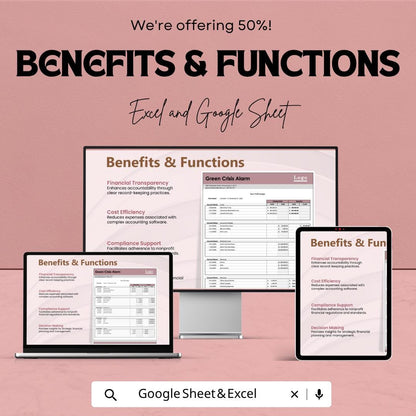 Non Profit Ledger Template Excel Google Sheets | Nonprofit Accounting Spreadsheet | Fund Tracking Template | Charity Financial Ledger |