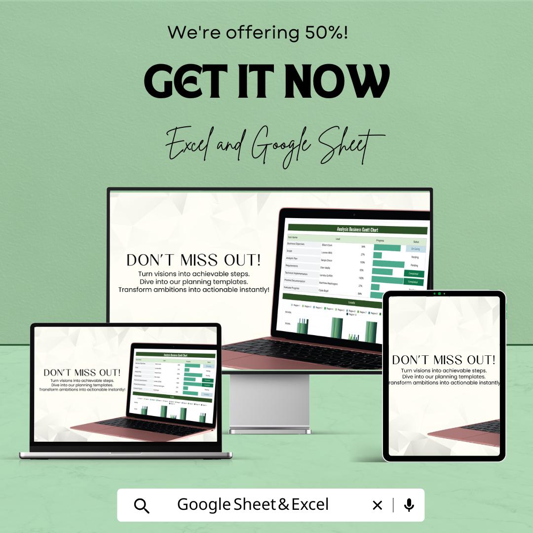 Analysis Business Gantt Chart Template | Project Management Task Tracker Dashboard | Business Planning Timeline Sheet