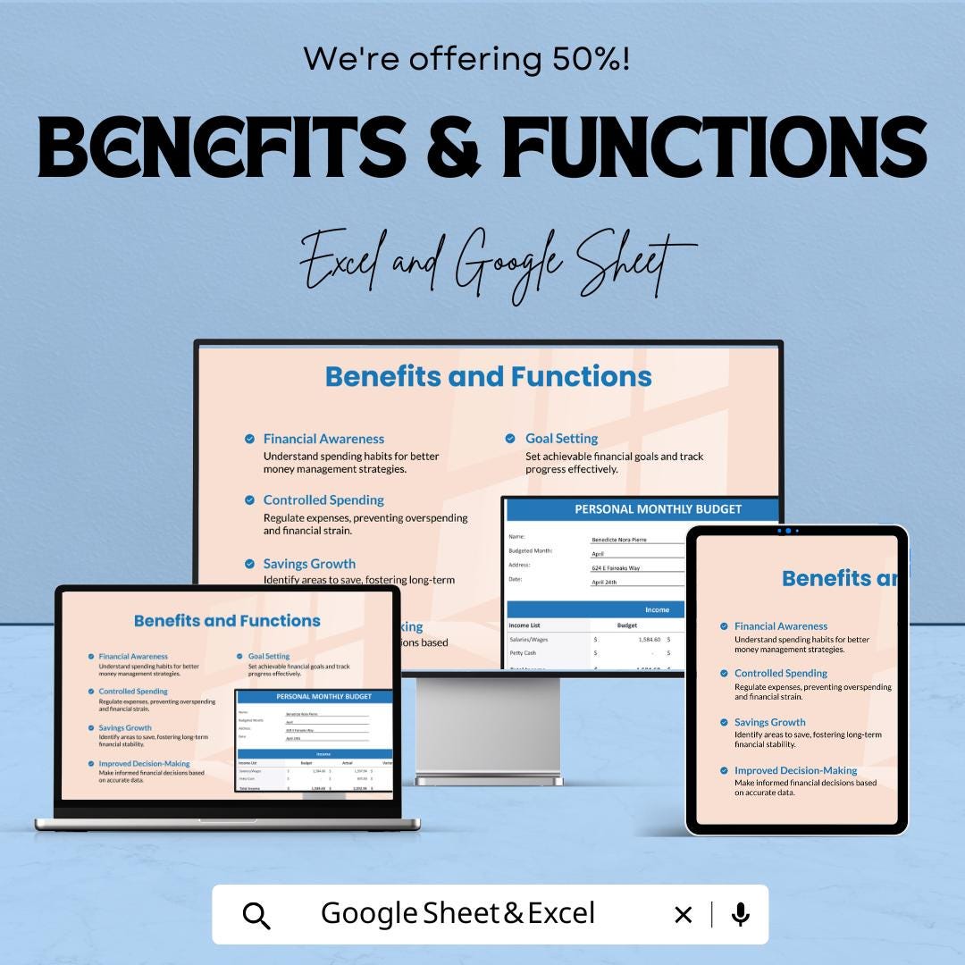 Simple Household Monthly Budget Spreadsheet | Excel & Google Sheet Template | Budget Tracker | Expense Management | Household Budget Planner