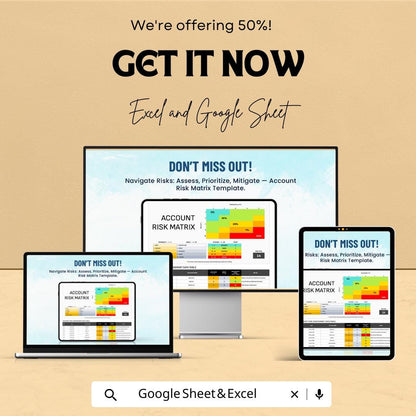 Account Risk Matrix Template | Excel and Google Sheets | Risk Assessment Grid | Probability Impact Matrix | Risk Evaluation Spreadsheet