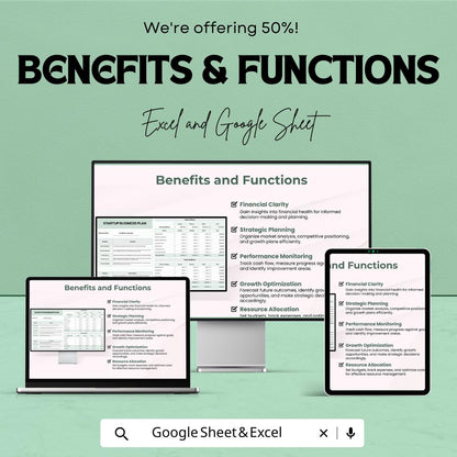 Startup Business Plan Sheet | Google Sheets | Financial Planning & Strategy Template for Entrepreneurs | Cash Flow and Expense Tracker