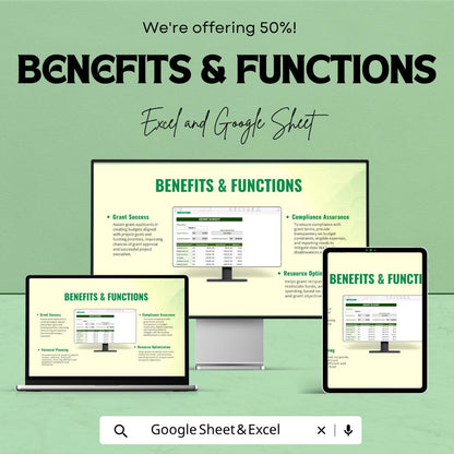 Grant Budget Template | Grant Proposal Budget Spreadsheet | Nonprofit Budget Planner | Funding Expense Tracker
