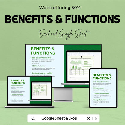Email Marketing Promotional Performance Metrics Template | Excel & Google Sheets | Email KPI Dashboard | Email Campaign Analytics Tracker |