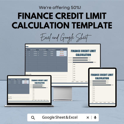 Finance Credit Limit Calculation Template | Credit Risk Analysis Tool | Borrower Limit Calculator | Financial Assessment Spreadsheet