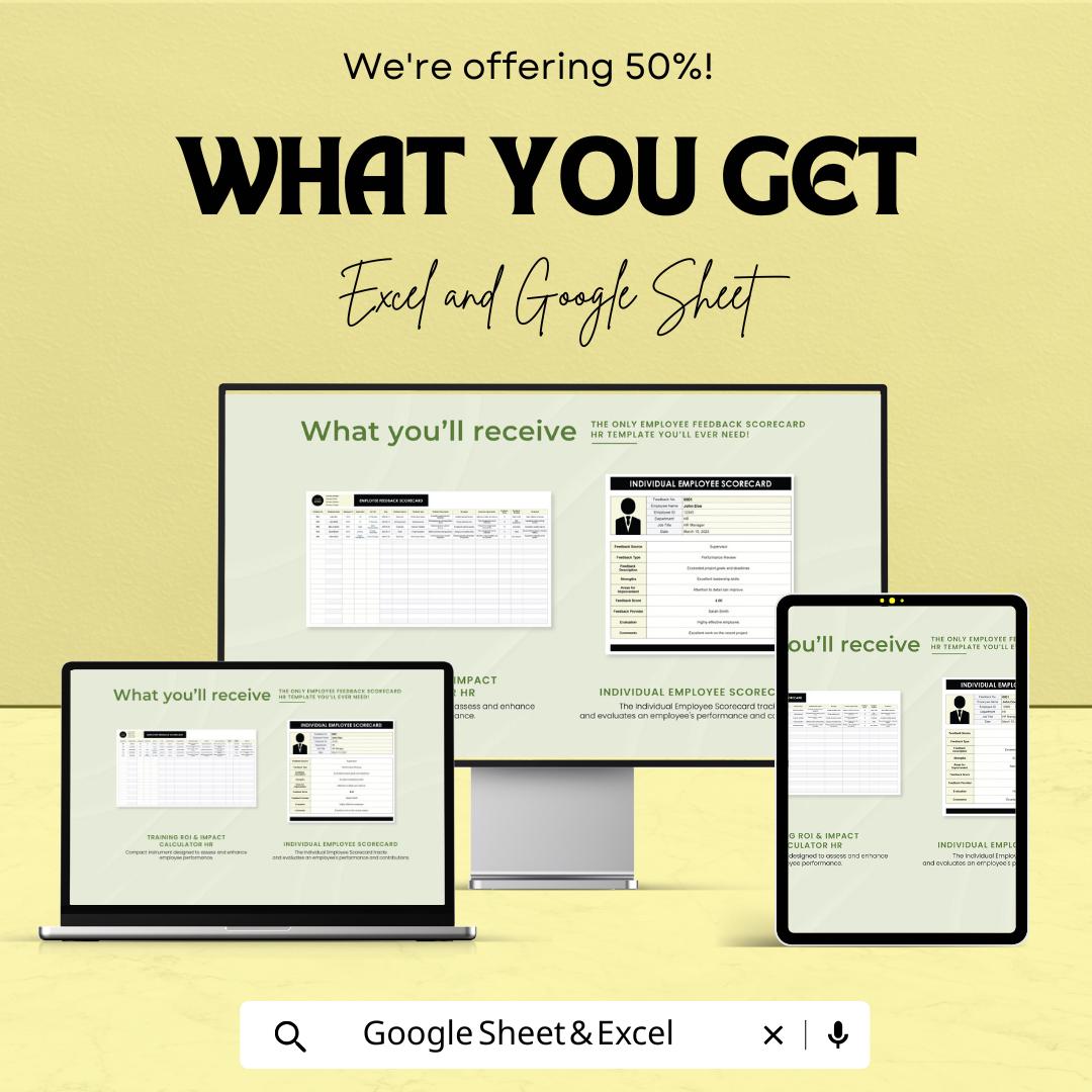 Training ROI & Impact Calculator HR Template | Employee Training Roi Tracker | HR Analytics Excel and Google Sheets