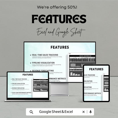 Sales Dashboard Template | Excel and Google Sheet | Sales Tracking Spreadsheet | KPI Dashboard | Performance Metrics Tracker