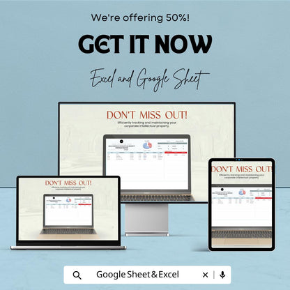 Legal Corporate Intellectual Property Portfolio Tracker Sheet | Excel & Google Sheets Template | IP Asset Management |