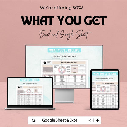 PPE Distribution Log Template | Safety Equipment Tracking Sheet | PPE Inventory Tracker | Excel & Google Sheets | Employee PPE Record Log