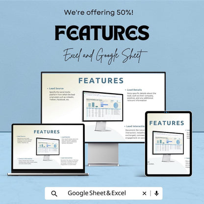 Sales Social Media Lead Tracker Template | Excel & Google Sheets | Lead Management Tracker | Social Media Lead Log | Lead Source Tracker |