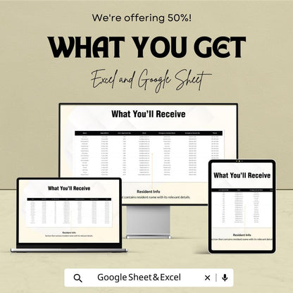 50% Off - Resident Sign Out Sheet for Excel & Google Sheets | Departure Tracker | Residential Management | Organize Resident Check-Outs