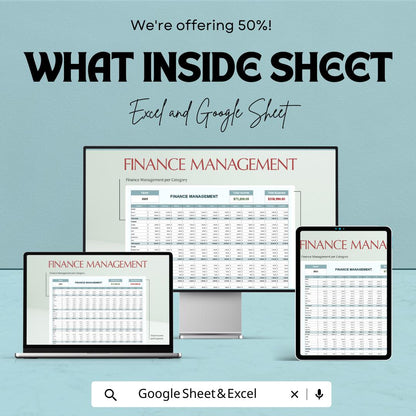 Finance Management Template | Budget Planner Spreadsheet | Income and Expense Tracker | Excel and Google Sheets | Business Finance Dashboard
