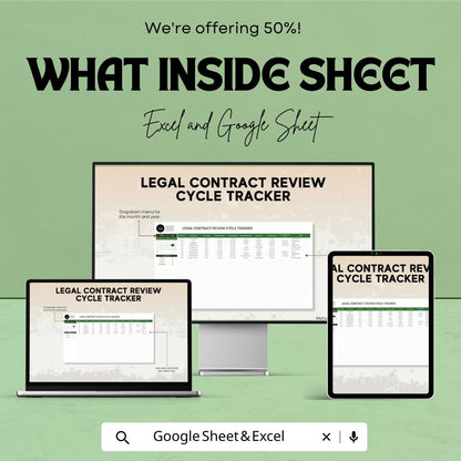 Legal Contract Review Tracker, Contract Review Cycle Template, Law Office Contract Management, Excel & Google Sheets Legal Workflow Tool