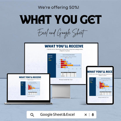Comparison Dashboard Template Excel & Google Sheets | Multi Category Analysis Report | Sales Comparison Chart | Business Data Visualization