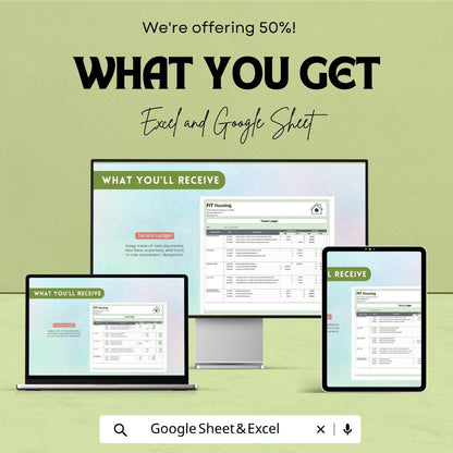Tenant Ledger Template Excel Google Sheets | Rental Payment Tracker | Rent Ledger Spreadsheet | Property Management Template |