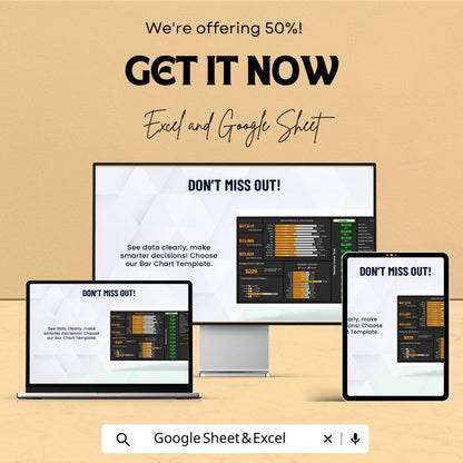Data Visualization Bar Chart Template for Excel and Google Sheets - Financial and Business Analysis - Easy & Interactive |