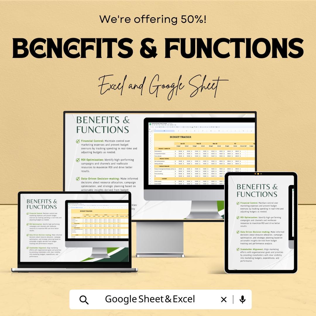 Marketing Budget Tracker Template | Google Sheets & Excel | Marketing Expense Tracker | Budget Planner | Campaign Budget Spreadsheet