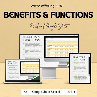 Marketing Budget Tracker Template | Google Sheets & Excel | Marketing Expense Tracker | Budget Planner | Campaign Budget Spreadsheet