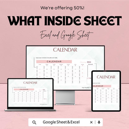 Calendar Template | Editable Monthly Planner | Digital Yearly Organizer | Printable Schedule Tracker | Instant Download
