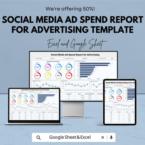 Social Media Ad Spend Tracker Excel | Advertising Budget Report Template | Marketing Analytics Dashboard | Ad Performance Tracker