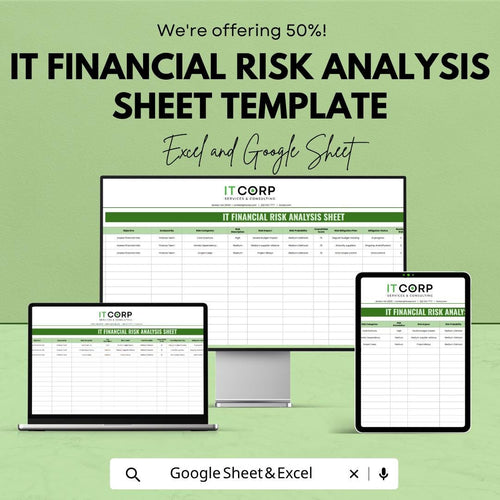 IT Financial Risk Analysis Sheet Template | Risk Assessment Spreadsheet | IT Budget Planning Template | Excel & Google Sheets |