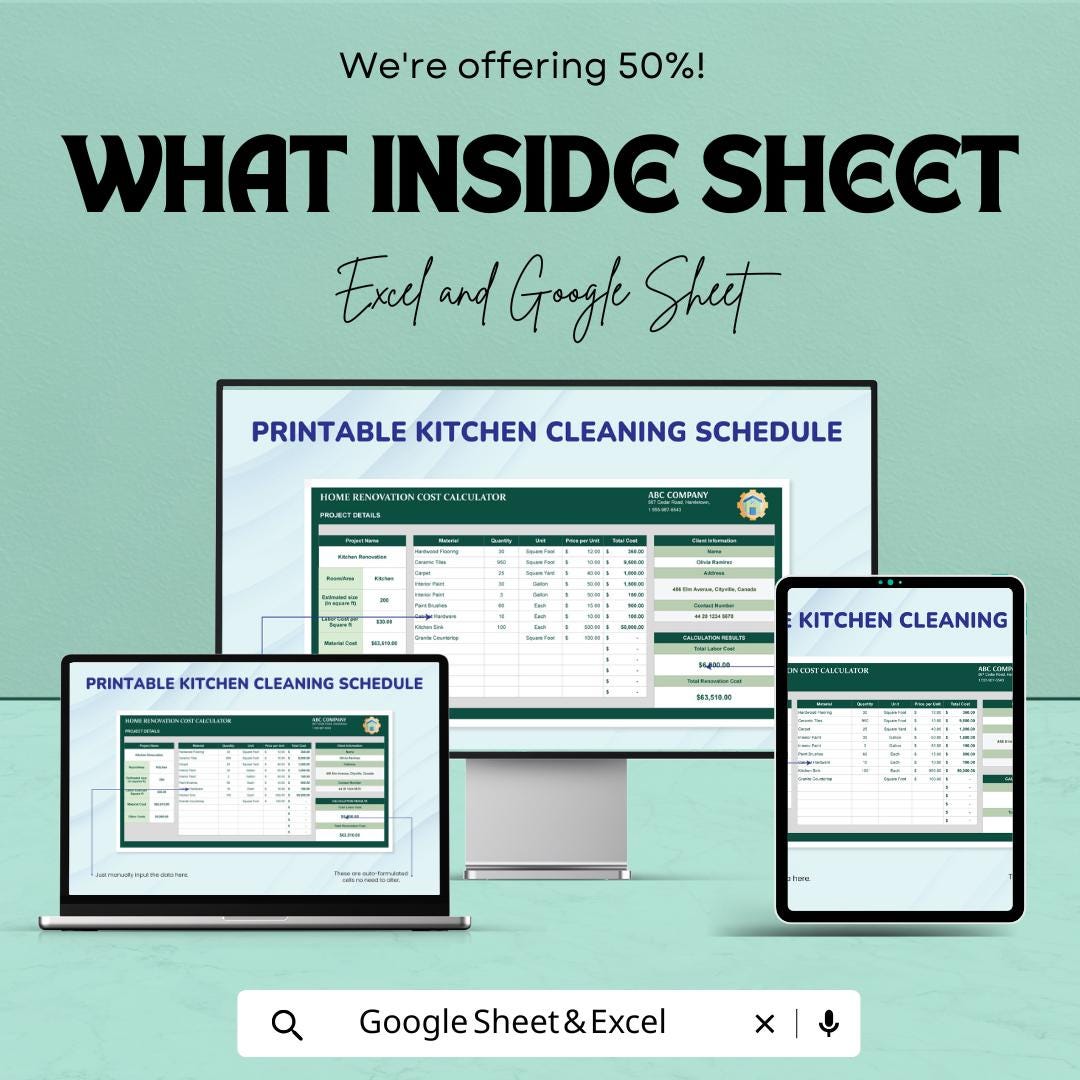 Home Renovation Costs Calculator Excel and Google Sheet | Budget Planner for Construction Projects | Track Material & Labor Costs