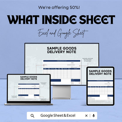 Sample Goods Delivery Note Sheet - Excel & Google Sheets Template for Easy Delivery Tracking