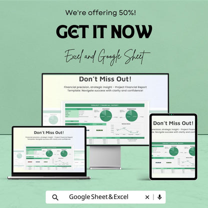Project Financial Report Sheet for Budget Tracking and Expense Management | Excel and Google Sheets | Financial Dashboard Template