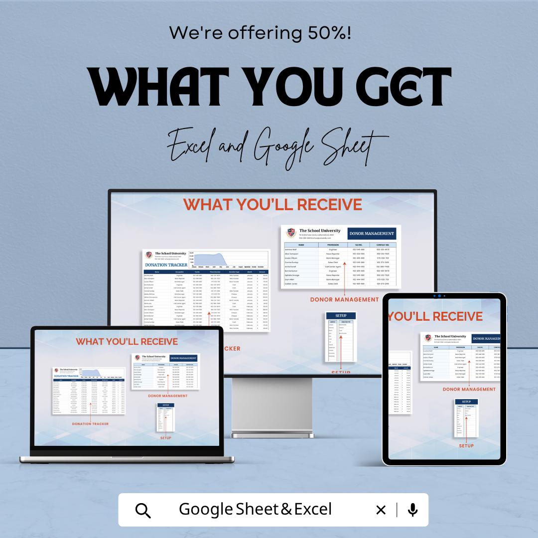 Donation Tracker Template, Donor Management Spreadsheet, Fundraising Tracker, Nonprofit Excel Template, Charity Tracker