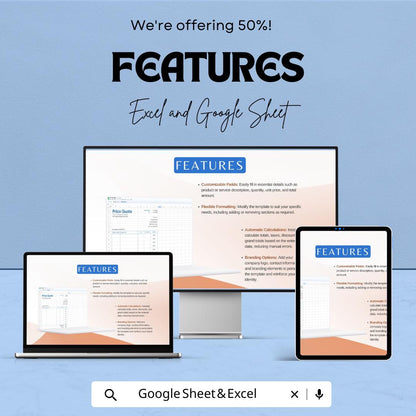 Blank Price Quotation Sheet | Editable Excel & Google Sheets Template | Customizable Quote Form | Instant Download for Business
