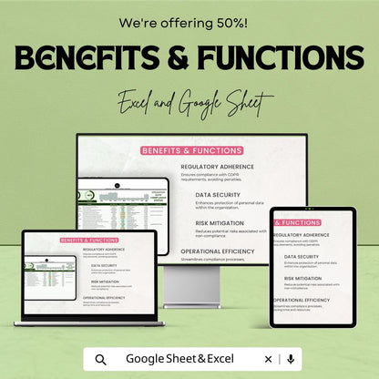 Operations GDPR Compliance Status Template, GDPR Tracker Spreadsheet, Data Protection Compliance Log, Privacy Compliance Dashboard