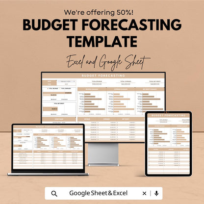 Budget Forecasting Template | Business Budget Planner | Revenue Expense Tracker | Financial Forecast Spreadsheet | Excel and Google Sheets