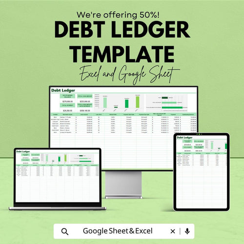 Debt Ledger Template | Debt Tracker | Loan Tracking Spreadsheet | Financial Planner | Debt Management Tool | Payment Tracker