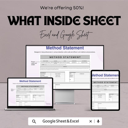 Method Statement Template | Editable Construction Work Method | Digital Safety Procedure Form | Project Planning Document